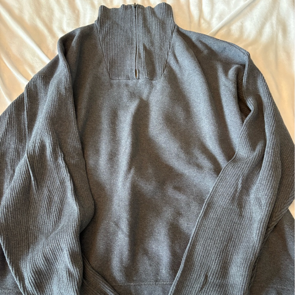 Vintage Ralph Lauren Chaps Gray Knit Quarter Zip Sweater